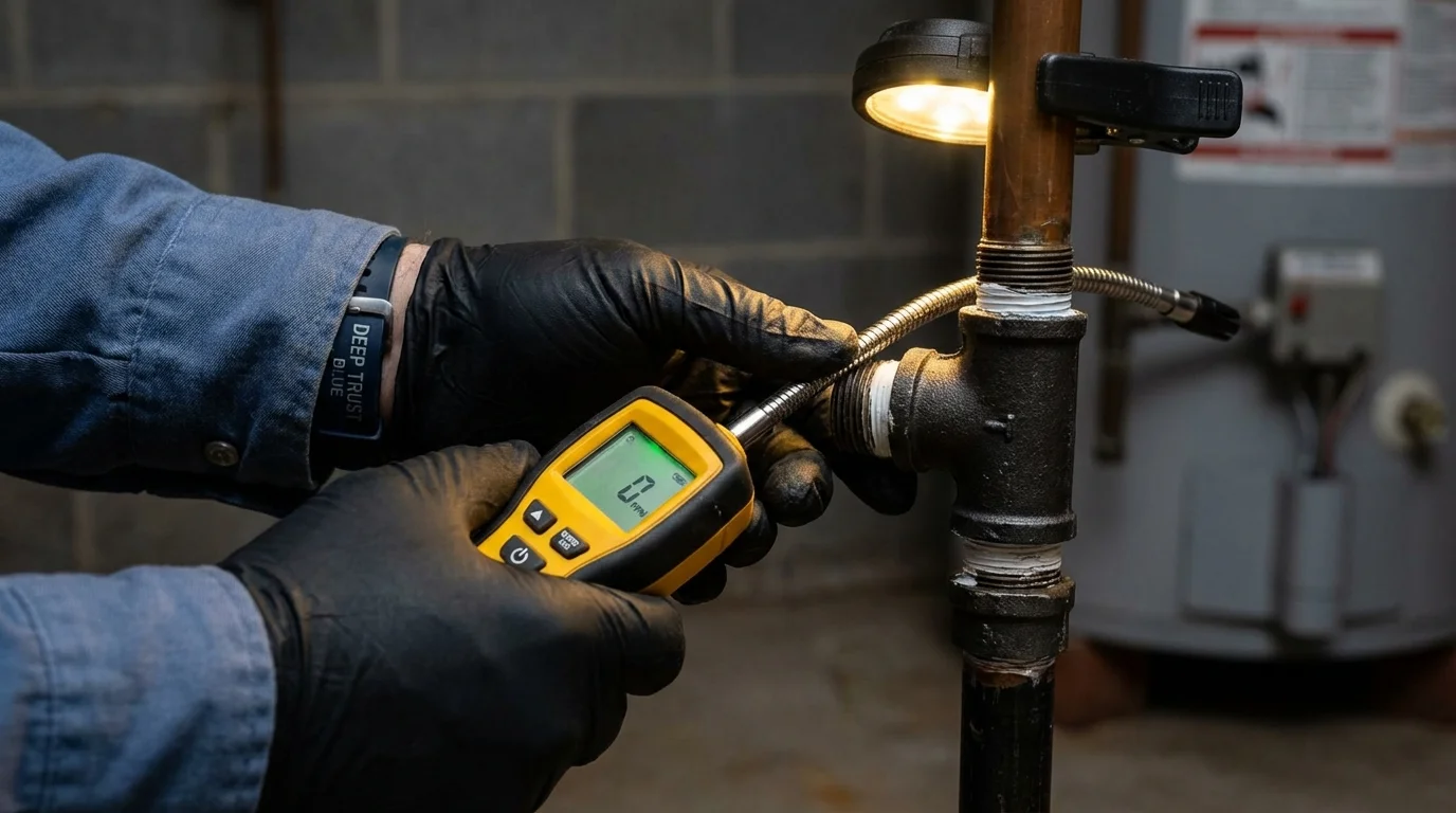 Gas leak detection with electronic sniffer by Johns Plumbing LLC in Beaverton