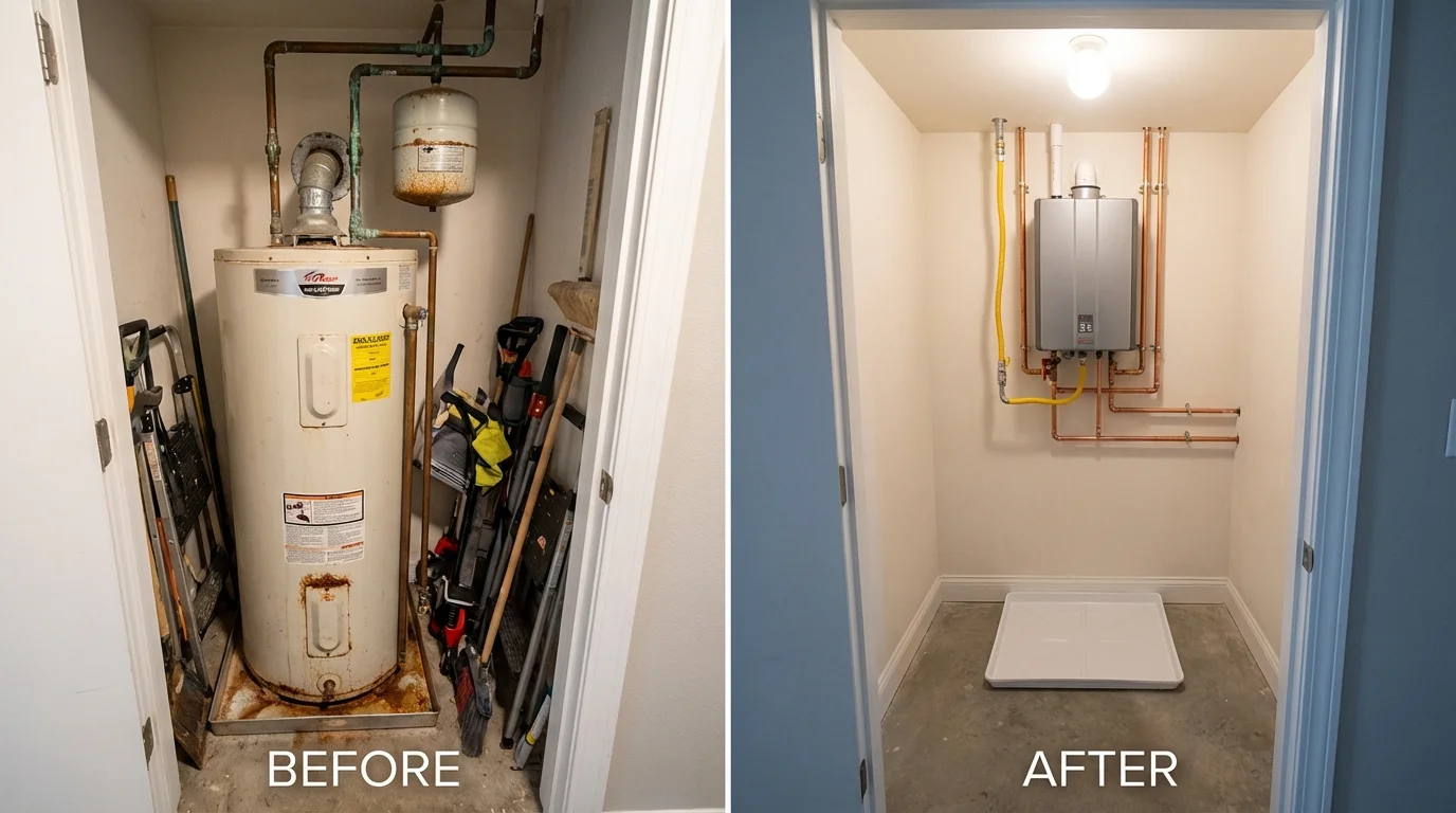 Tank water heater versus wall-mounted tankless unit comparison for Beaverton, OR homeowners