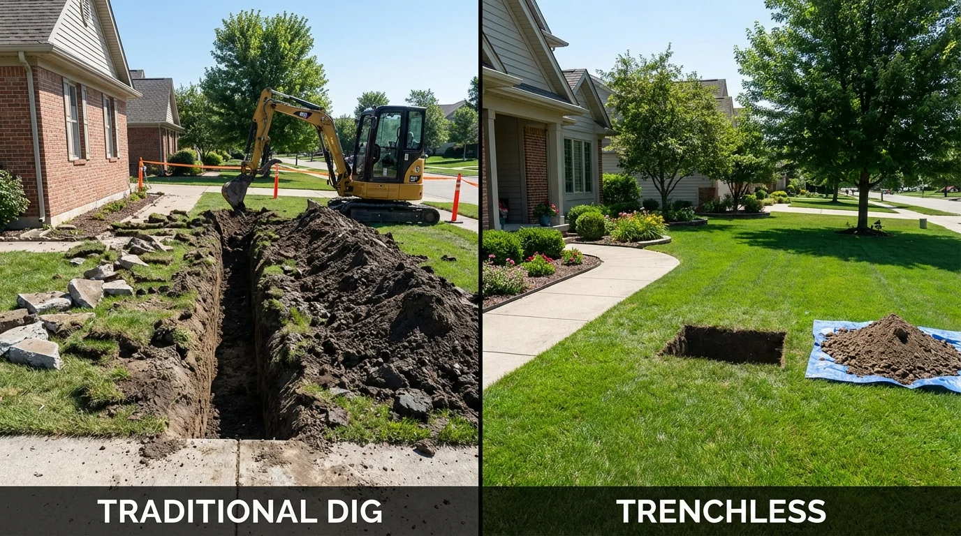 Trenchless sewer repair with minimal yard damage versus traditional excavation in Beaverton, OR